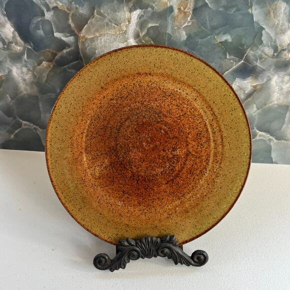 Studio Art Pottery Plates Set of 2 Brown Glossy Finish 10.5" Signed - Picture 3 of 10